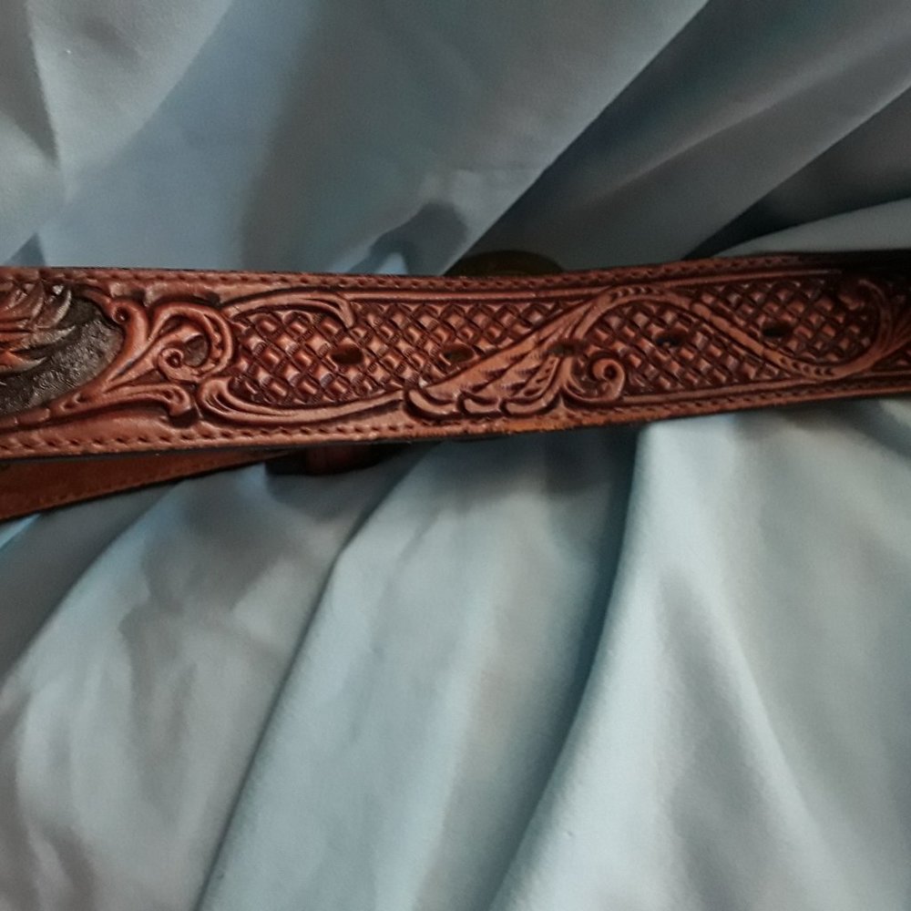 Silver Creek Leather Embossed Brown Belt 30 - Picture 1 of 8